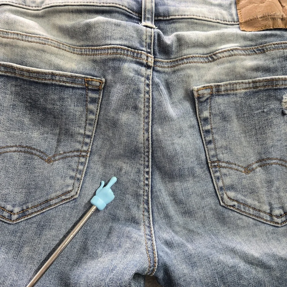 American Eagle Men Jeans 33X32 Blue Denim Distressed Skinny Next Level Flex